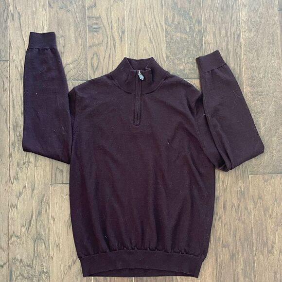 Bloomingdale’s Men’s Store Merino Wool 1/4 Zip Sweater Large - Picture 5 of 14